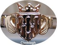 Irish Jewellery Gold Claddagh Ring with Family Crest