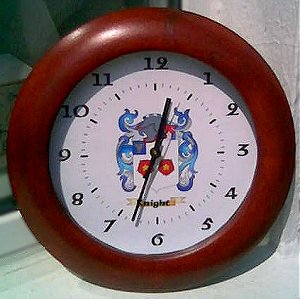 Clock with the Knight Family Crest