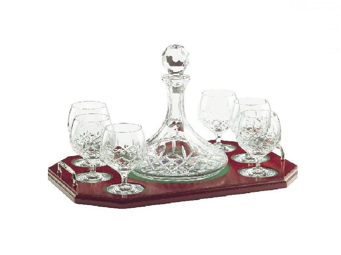 Longford Crystal Glass Brandy Decanter Tray Set